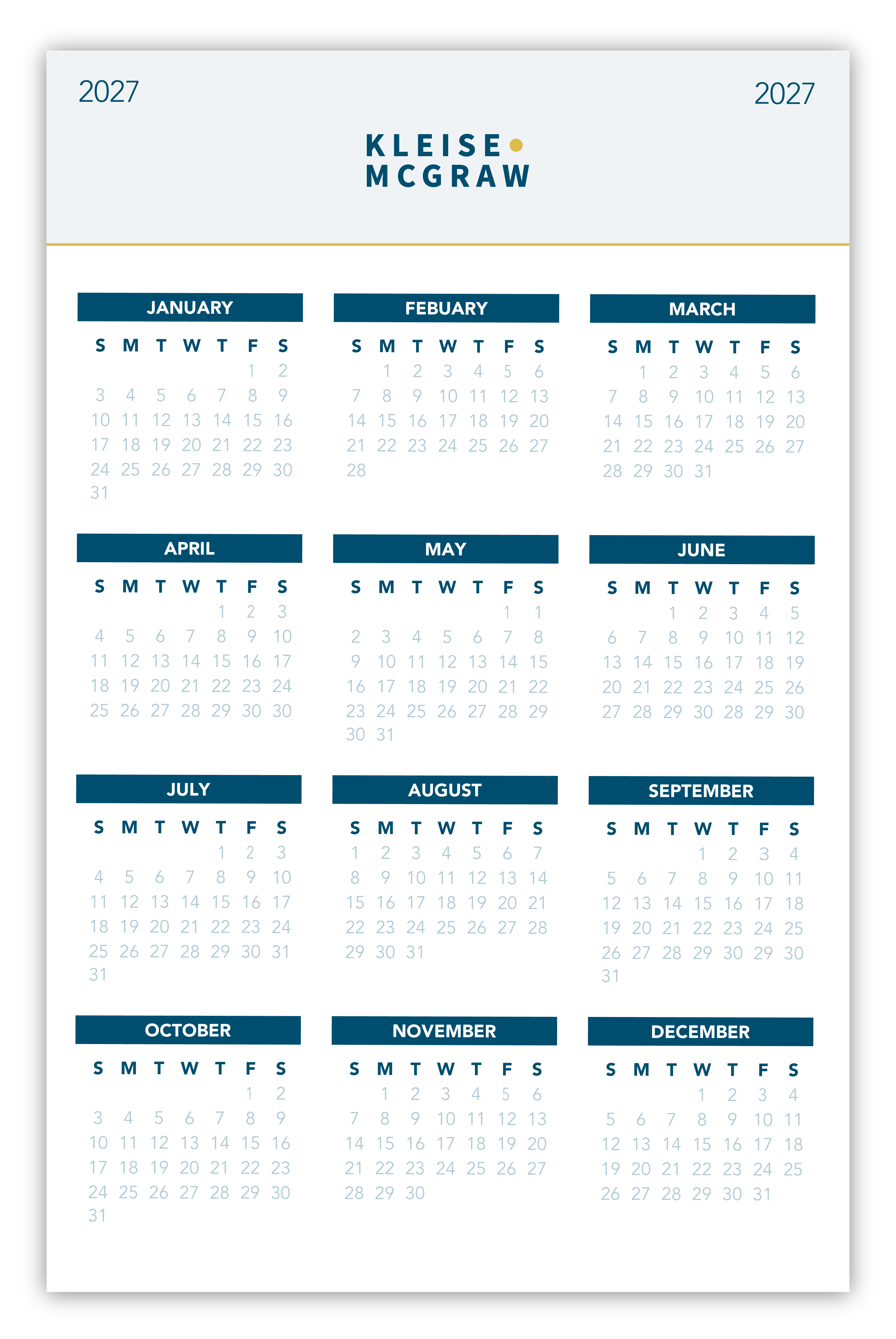 Single Sheet Calendar