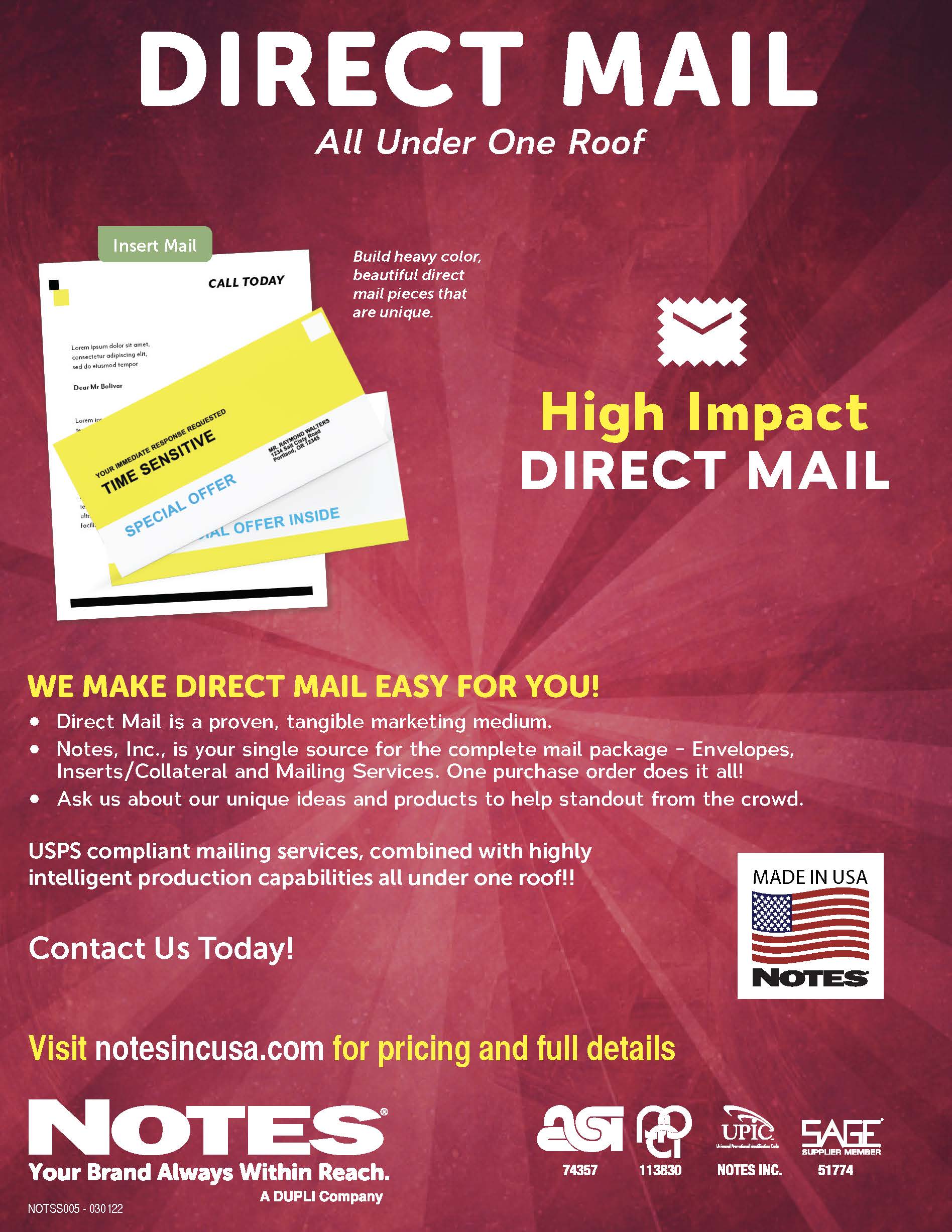 Direct Mail Branded Sales Sheet