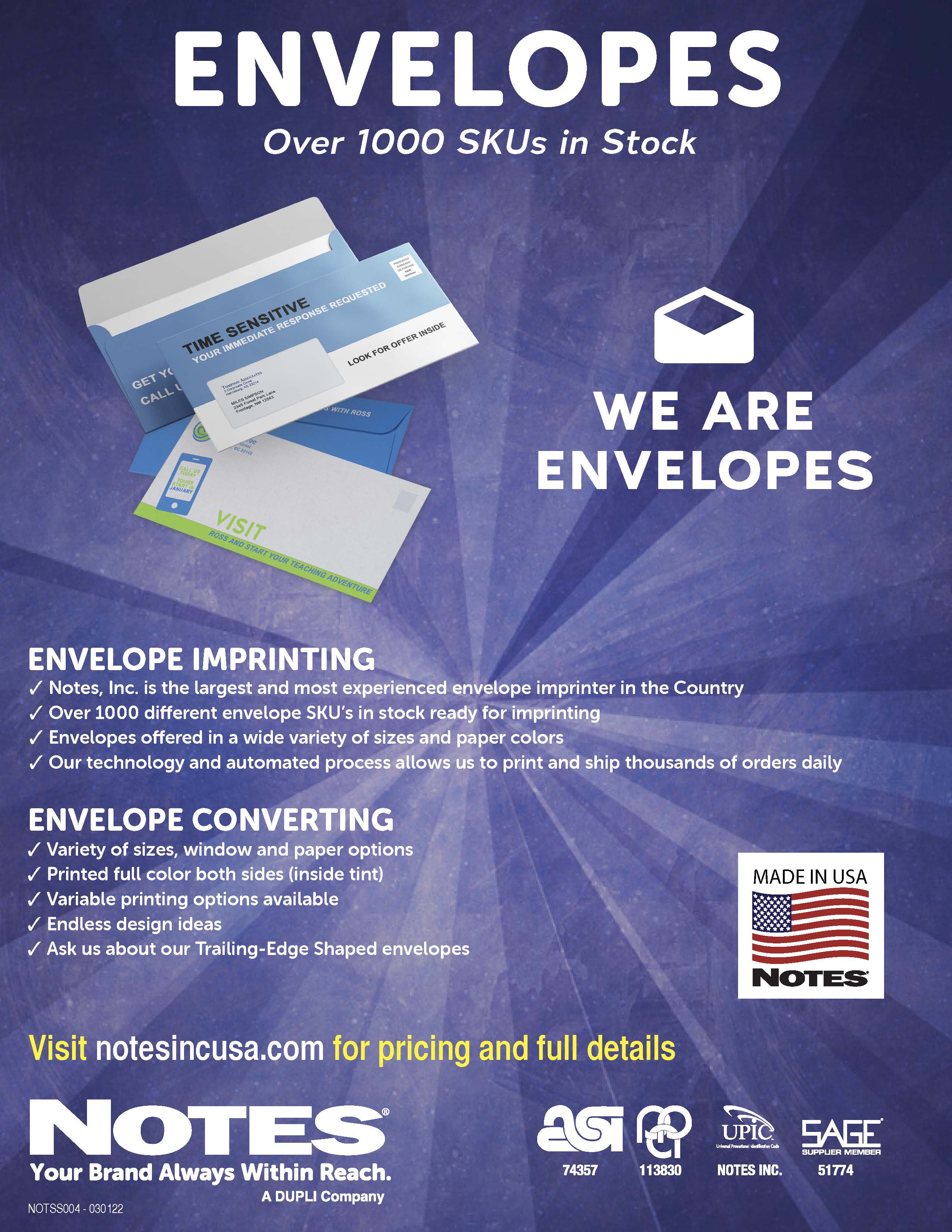 Envelopes Branded Sales Sheet