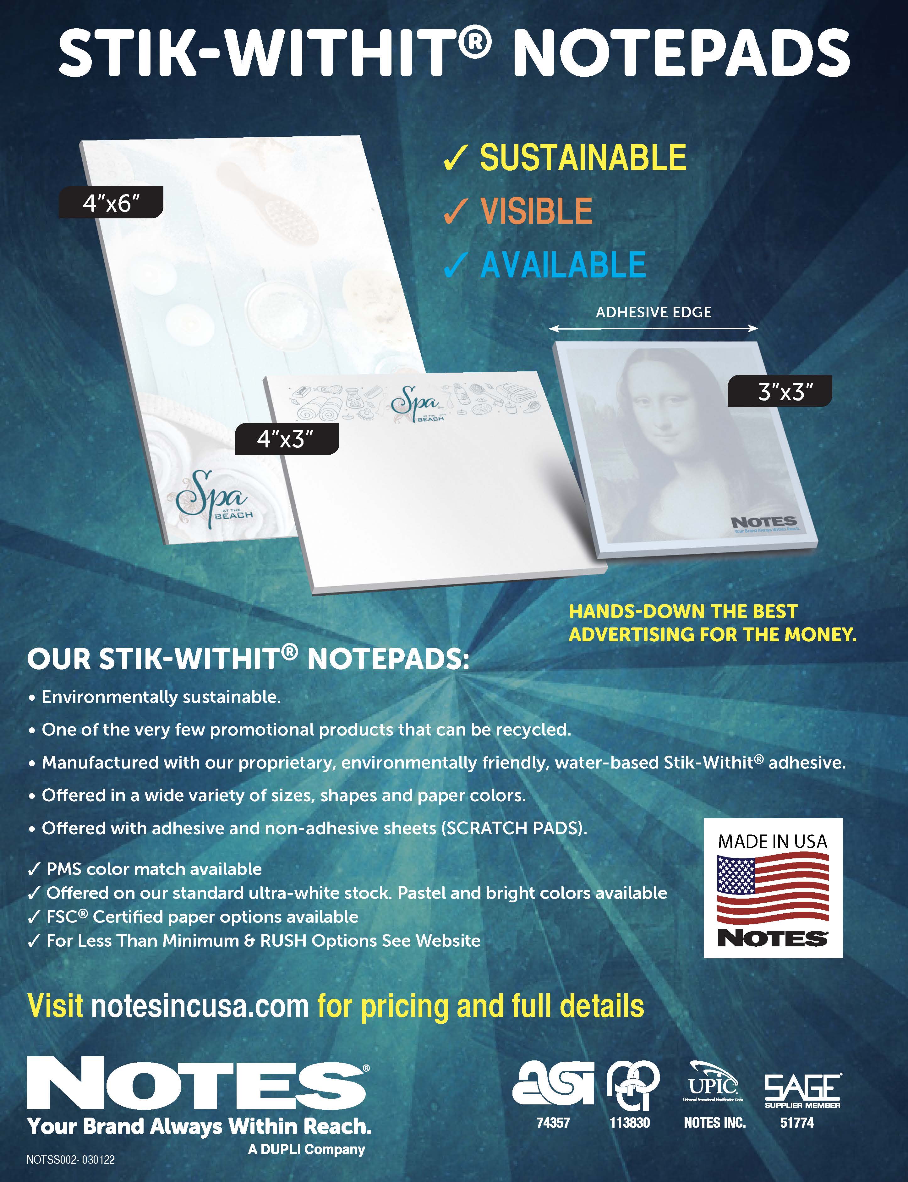Notepads Branded Sales Sheet