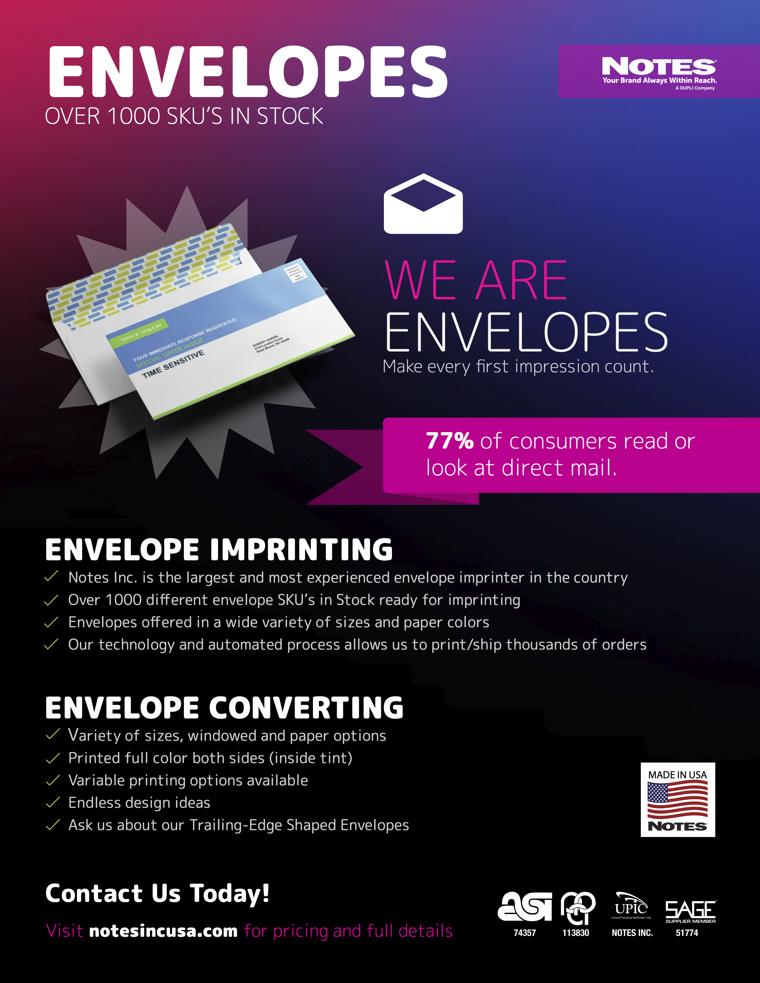 Envelopes Branded Sales Sheet