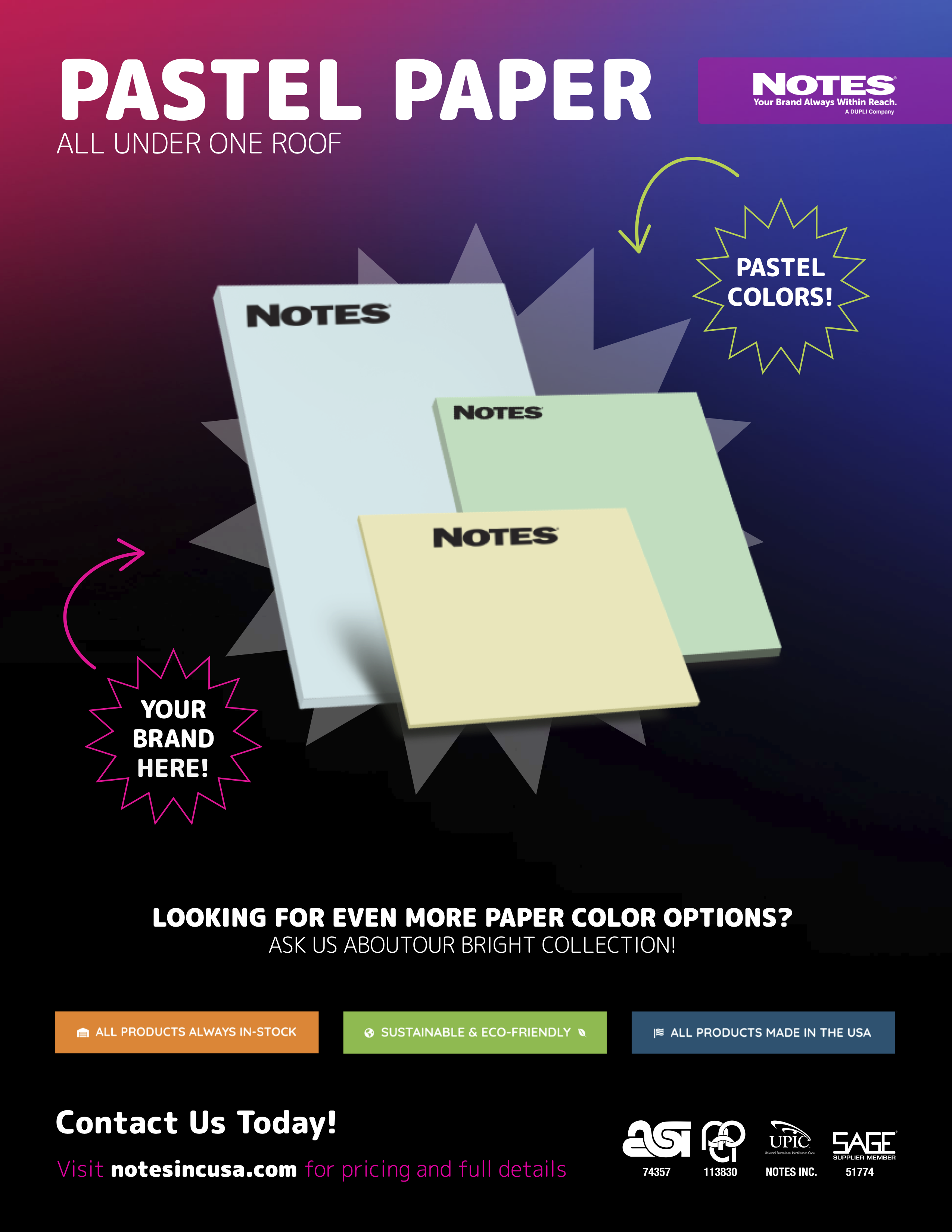 Pastel Sticky Notepads Branded Sales Sheet