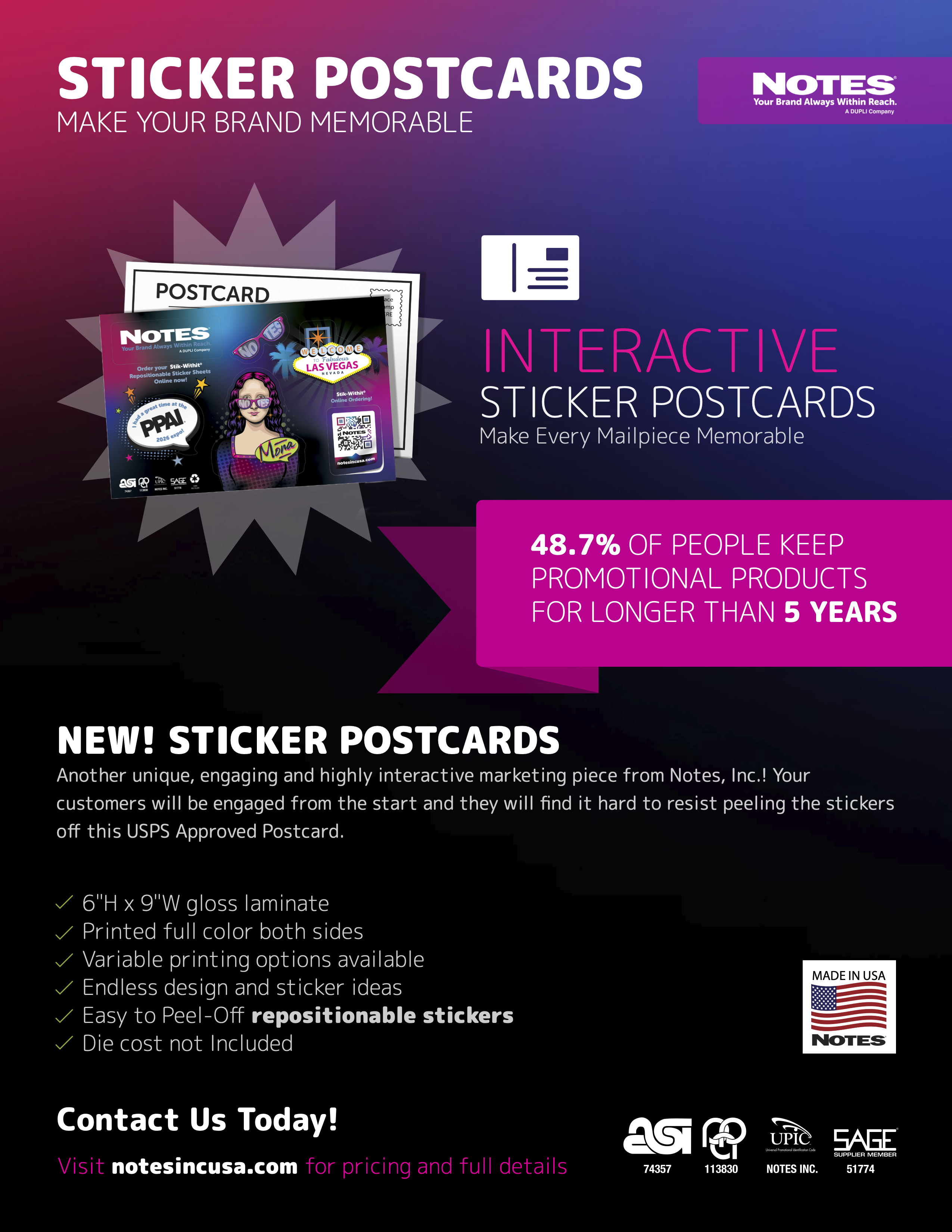 Sticker Postcards Branded Sales Sheet
