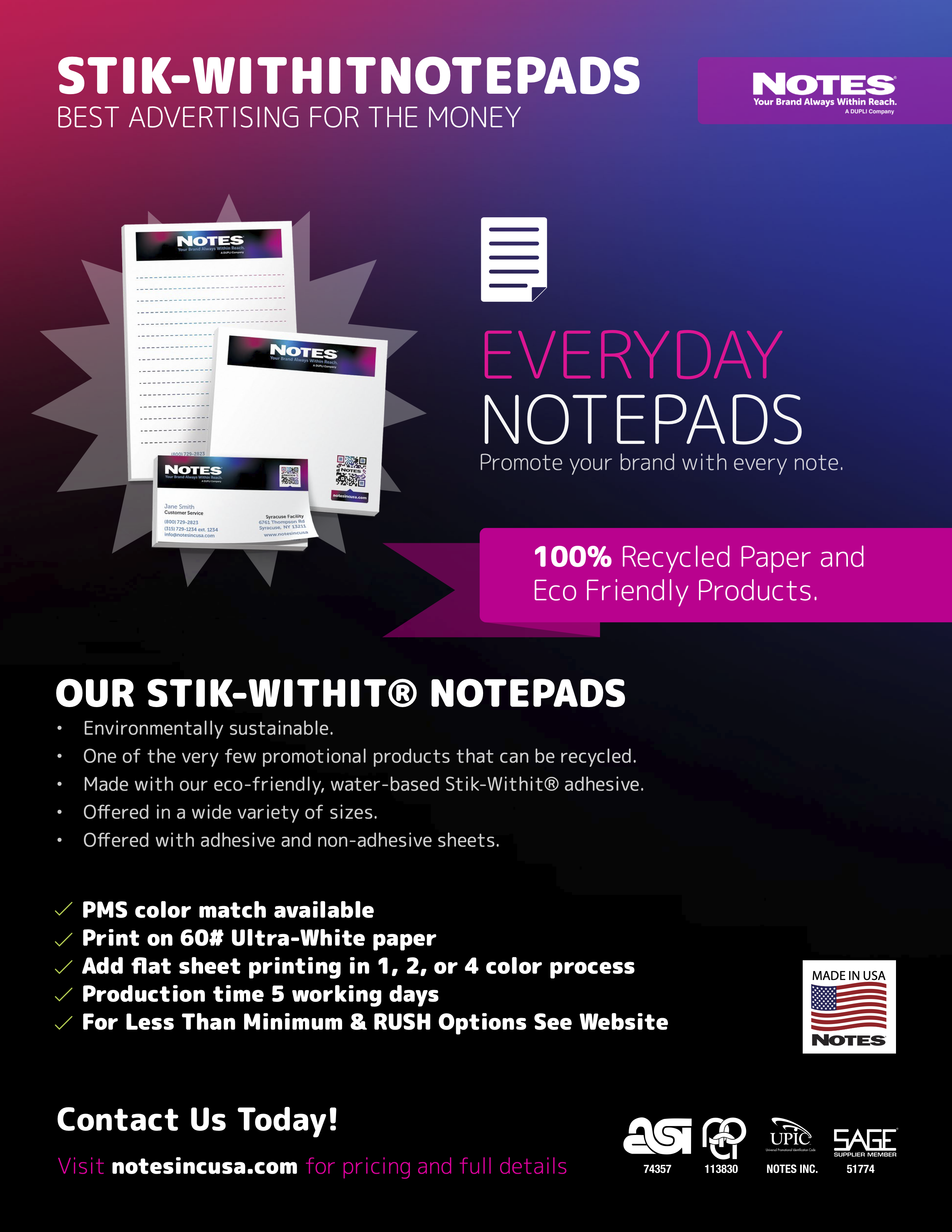 Notepads Branded Sales Sheet