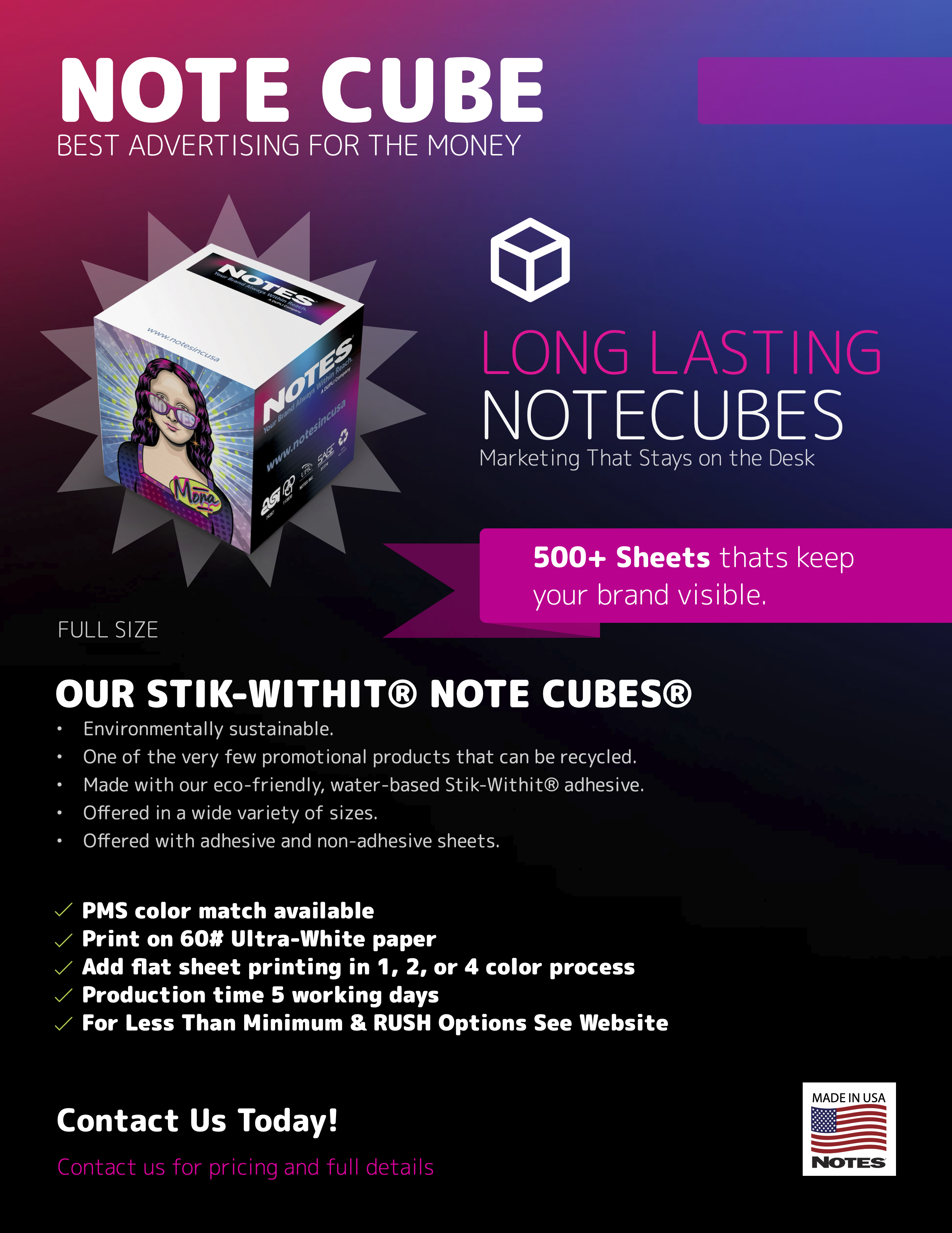 Note Cube® Unbranded Sales Sheet