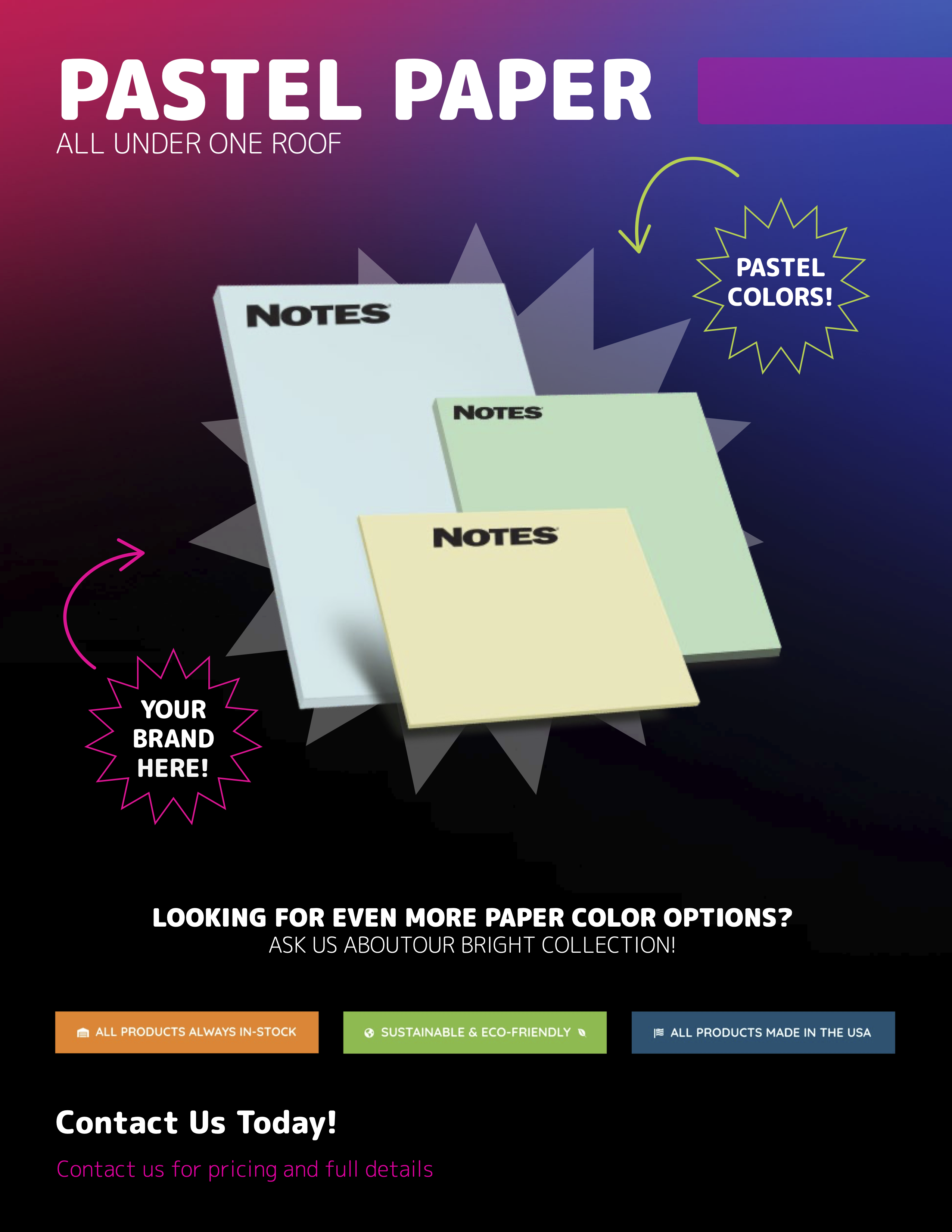 Pastel Sticky Notepads Unbranded Sales Sheet