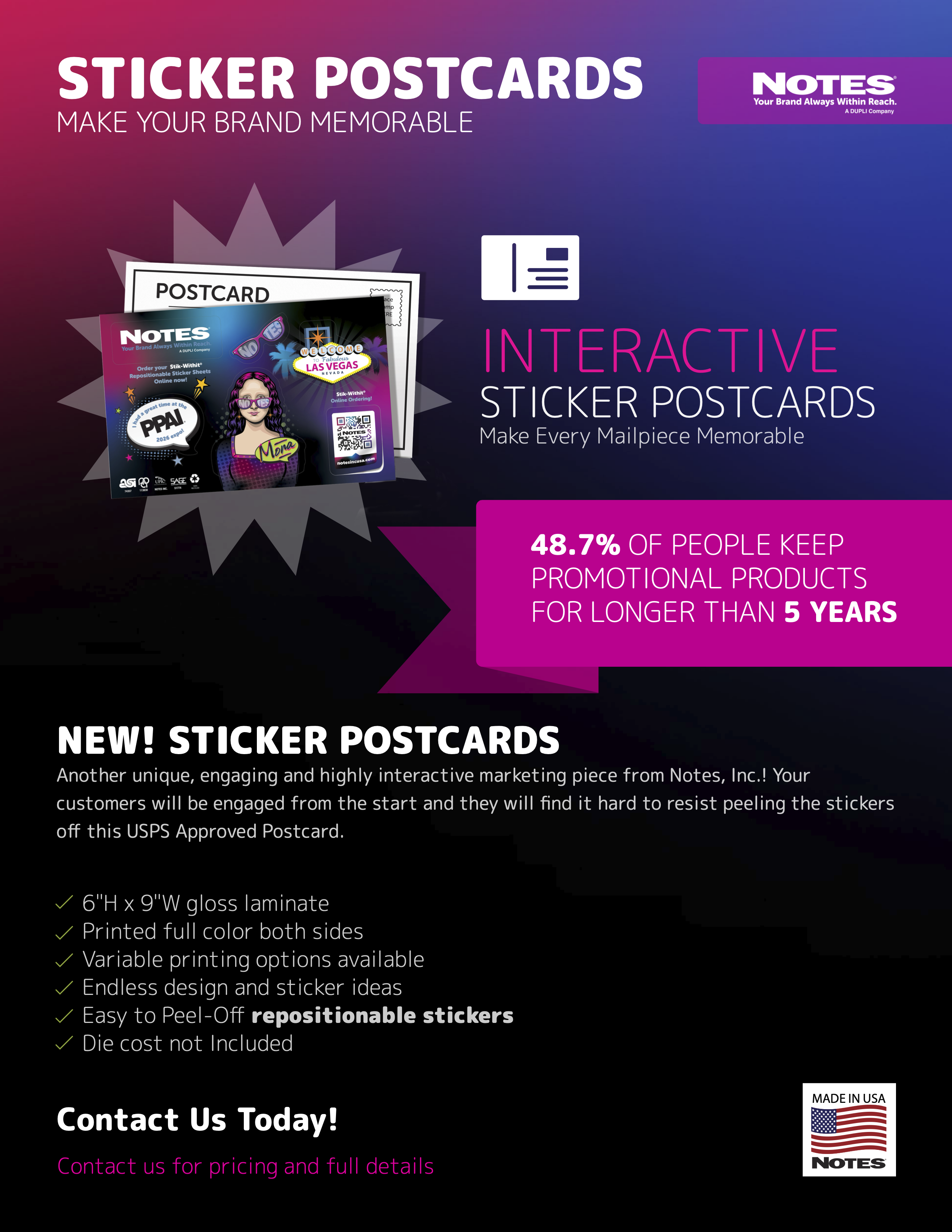 Sticker Postcards Unbranded Sales Sheet